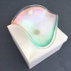Vintage Murano Style Glassware Crystal Multi-color Bowl Candy Dish