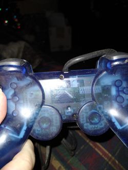 EXC OEM Sony PS1 PS2 Clear Blue DualShock Analog Controller scph-10010 Thumbnail