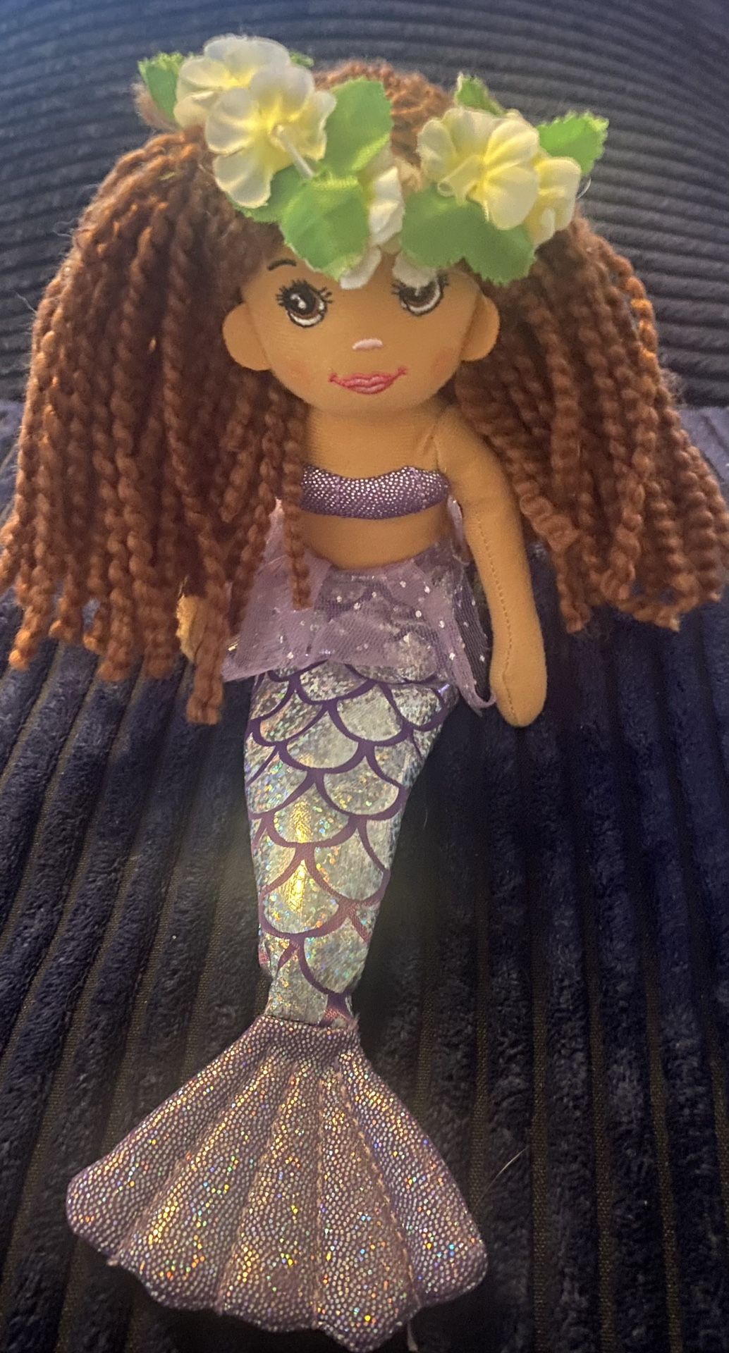 Hawaiian Aloha Mermaid Plush Doll - 12” Tall, Purple Mermaid