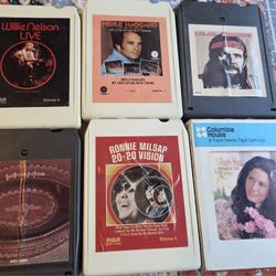 8-Track Tapes Bundle
 1(contact info removed)
RONNIE MILSAP, WILLIE NELSON, MERLE HAGGARD, JOHNNY PAYCHECK,HANK WILLIAMS JR& LORETTA LYNN