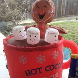 Gingerbread Man With Marshmallows Hot Chocolate Tub Mug Blowups Christmas 