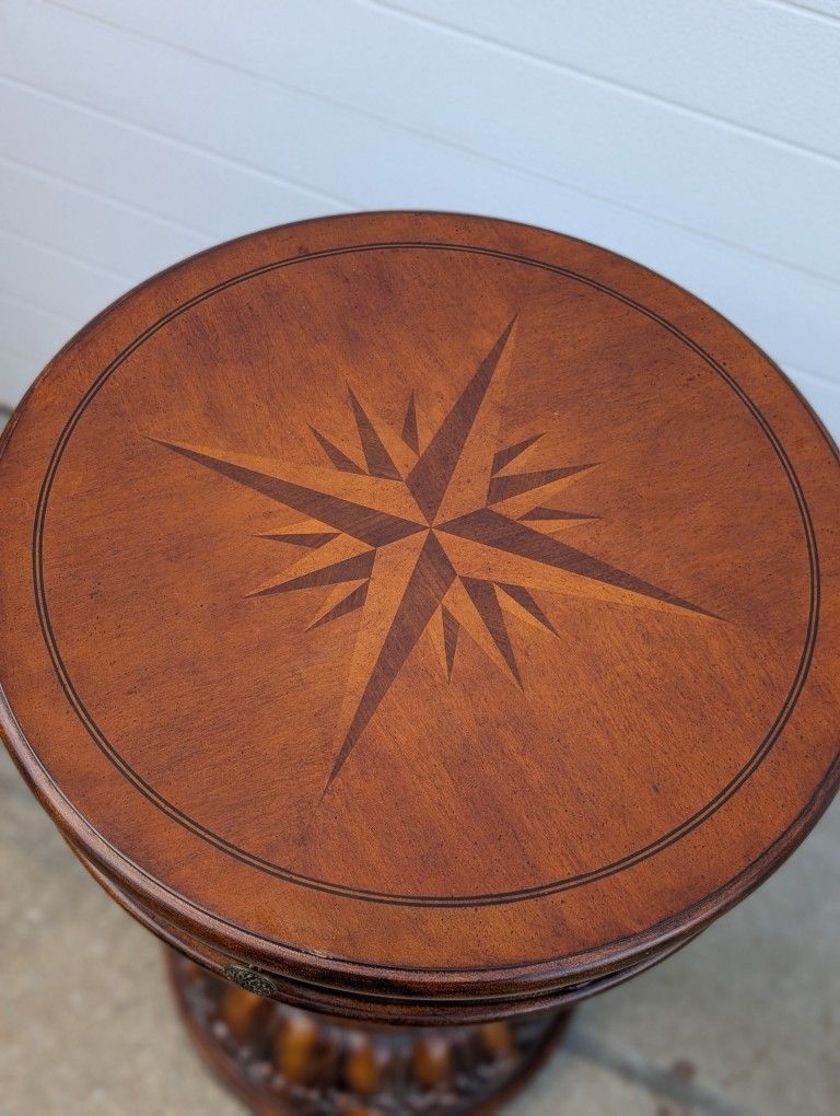 Compass Rose Pedestal Table – Designer Coastal / Nautical Accent – $300