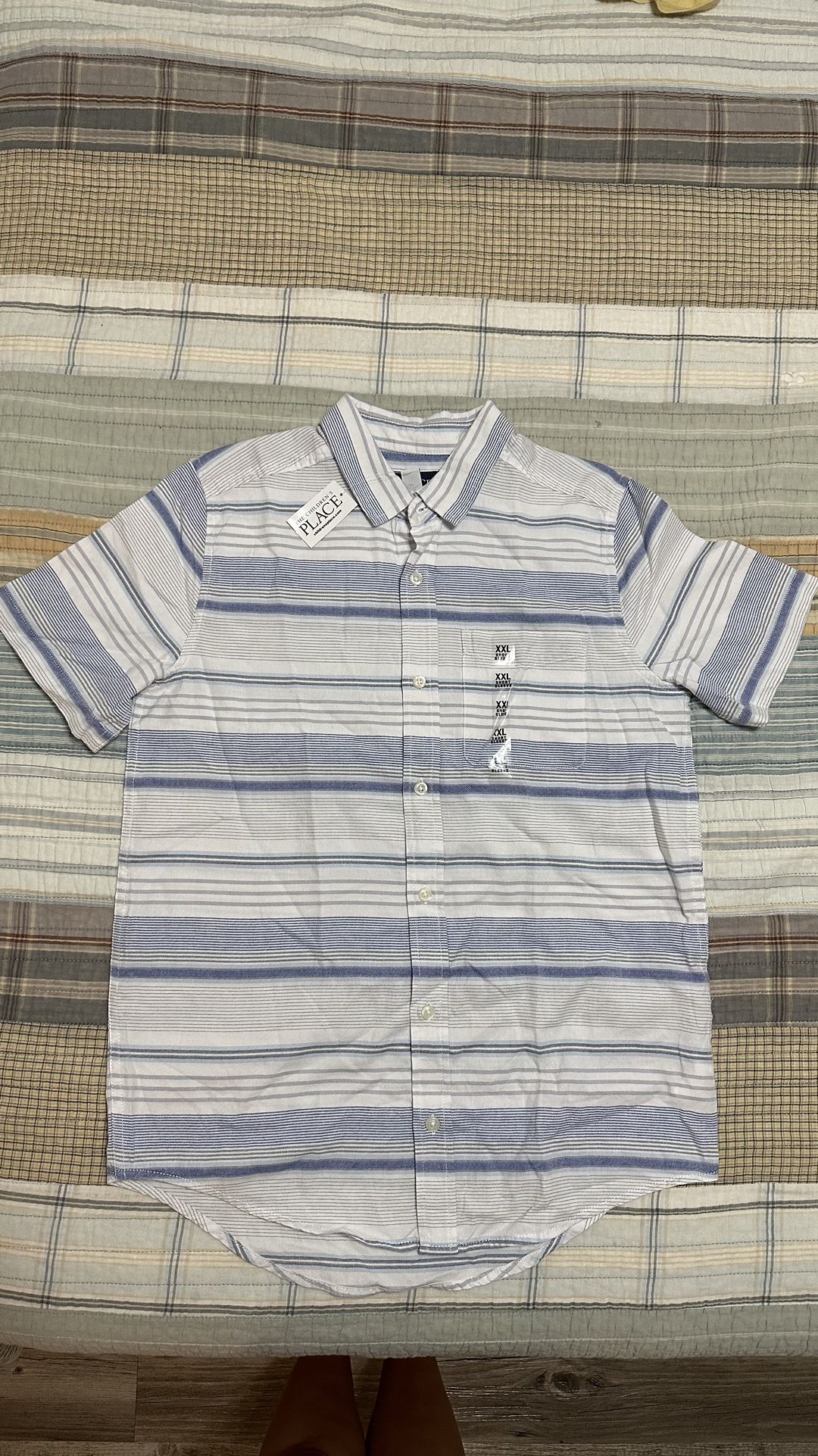 NEW NWT Childrens Place boys size XXL Blue Tones plaid shirt Nice