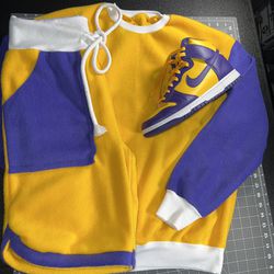 Custom Purple & Yellow Fleece Short Set 
