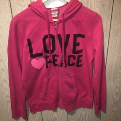 Mossimo size XL hot pink and black full zip love peace hoodie