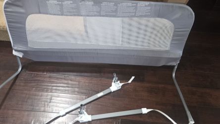 Gray Toddler Bed Rail with Mesh Panel