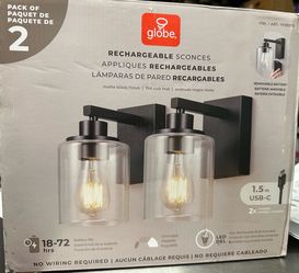 Globe Rechargeable Wall Sconces – Pack of 2