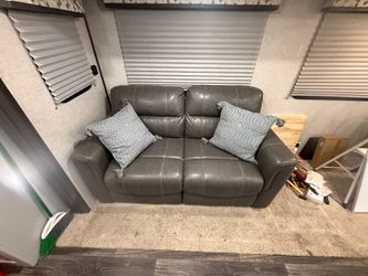 Leather couch with pull out bed