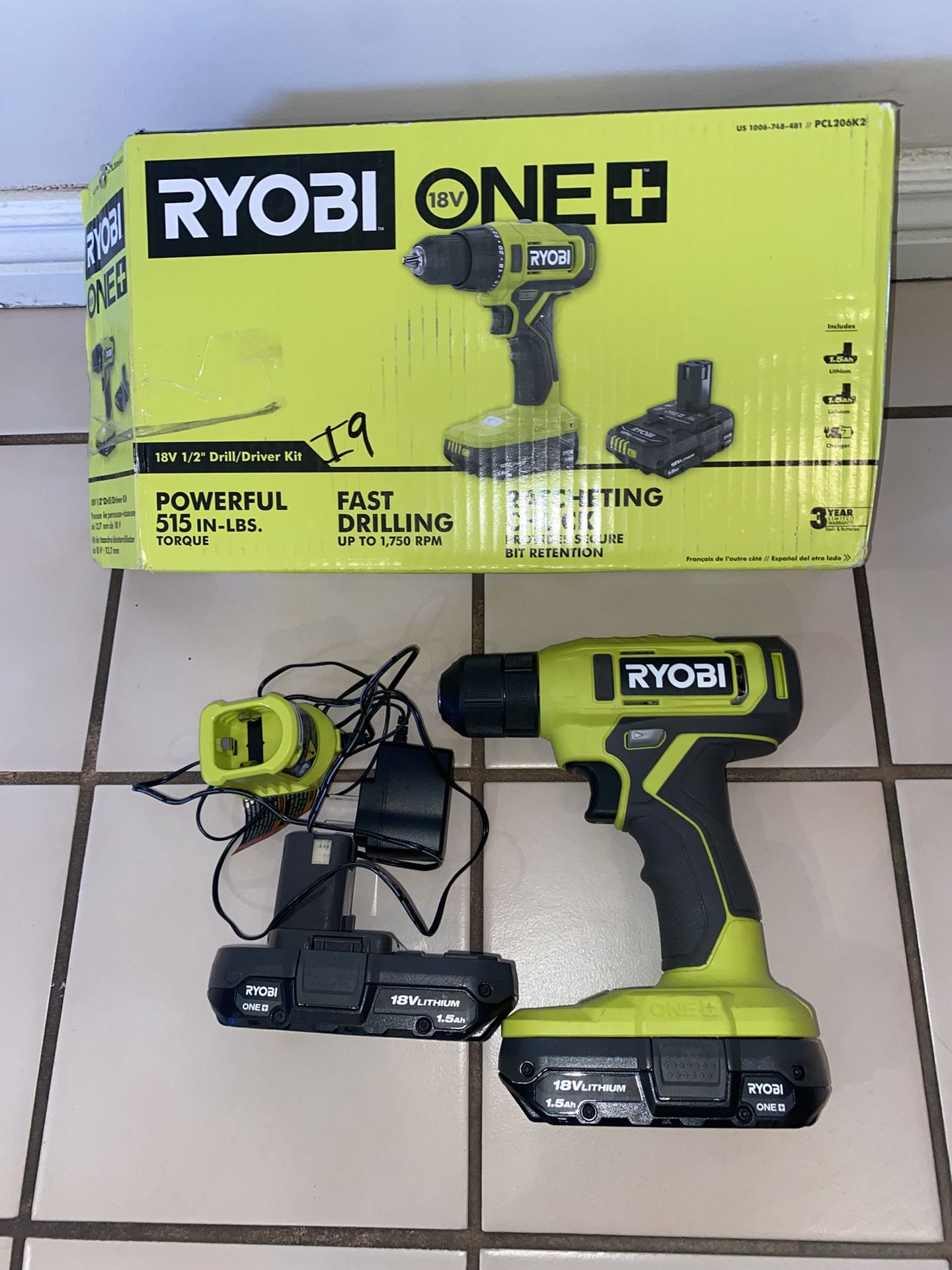 Ryobi 18v 1/2” Drill/driver Kit