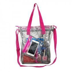 Clear Messenger Bag Heavy Duty See Through Tote Bookbag Transparent Work Bag Hot Pink