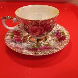Chase Handpainted Cup and Saucer 