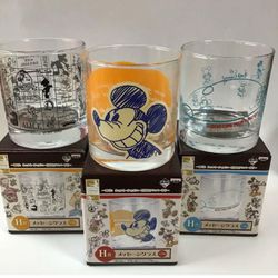 Walt Disney 110th Anniversary Message Glass 3 Set Clear Cup Ichiban Kuji Japan