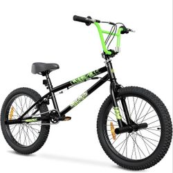 Brand New BMX Bike 20" Wheels - Hi Ten BMX Freestyle Bikes with 4 Pegs, Reflectors, Assembly Tools & Double U-Brakes - Black Teen Bike with Electric G
