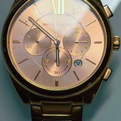 Michael Kors Women's Janelle Chronograph Rose Gold-Tone Stainless Steel Watch, model MK7108. 