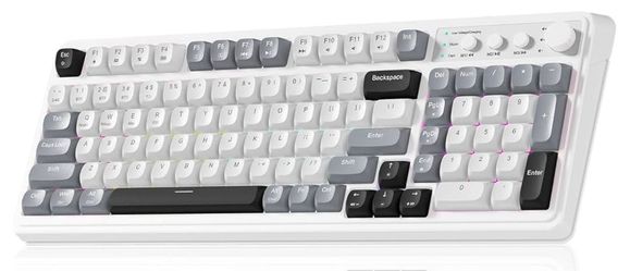 AULA 99 Wireless Keyboard, Custom Computer Keyboard, Tri-Mode Bluetooth 5.0/2.4GHz/USB-C Cute Creamy Gaming Keyboards with Number Pad, RGB Backlit Med