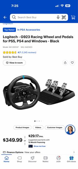 Logitech G923 racing wheel with 6 speed manual