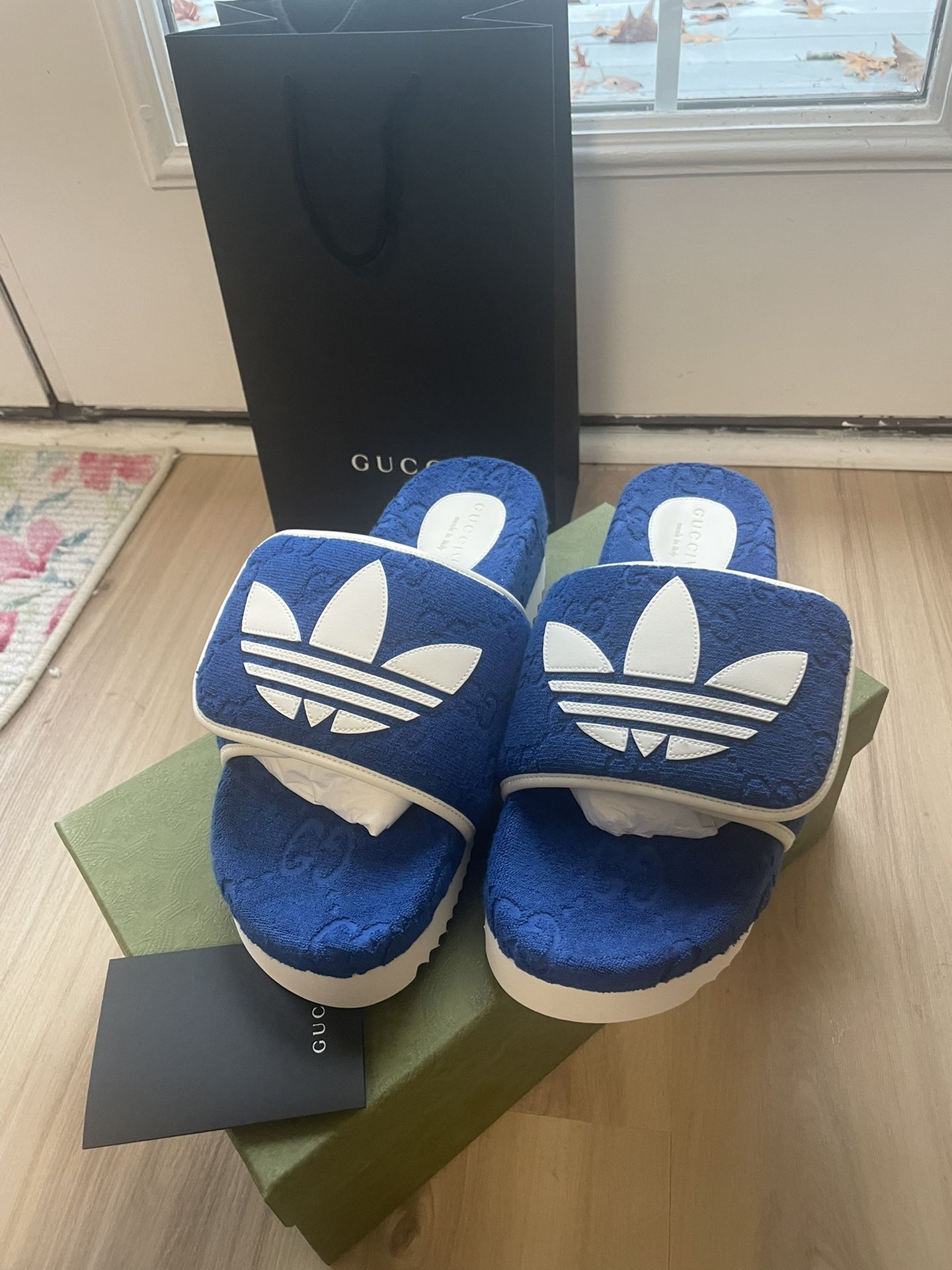 Gucci X Adidas  GG Platform Sandal Blue