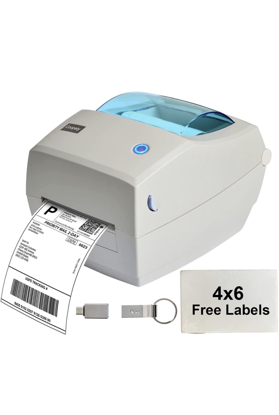 Coopaty Label Printer for Amazon, Ebay, USPS, FedEx, High-Speed 4x6 Direct Thermal Label Printer, Easy Setup on Windows/Mac with USB, Barcode Printing