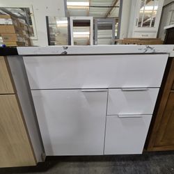 Beautiful European Bathroom Vanity 30" With Carrara Marble Top 