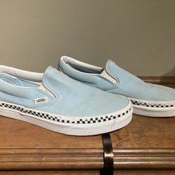 Vans Classic Cool Blue Slip-On Shoes, Woman’s 8