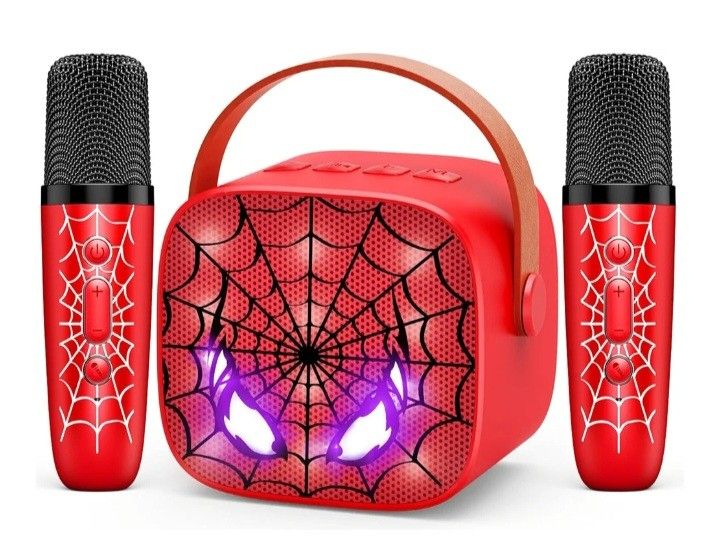 Mini Karaoke Machine Toys Gifts: Kids Toys Birthday Gifts for 4 5 6 7 8 9 Years Old Girl Boy LED Portable Bluetooth Speaker with 2 Wireless Microphone
