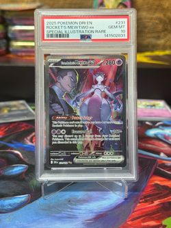2025 Pokemon Destined Rivals Team Rocket's Mewtwo Ex SIR 231/182 PSA 10