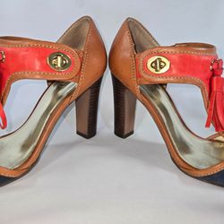 Authentic Coach Tristen Tassel Buckle Heels sz 7.5
