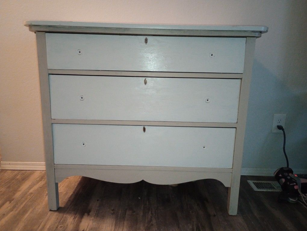 3 Drawer White Tan Dresser