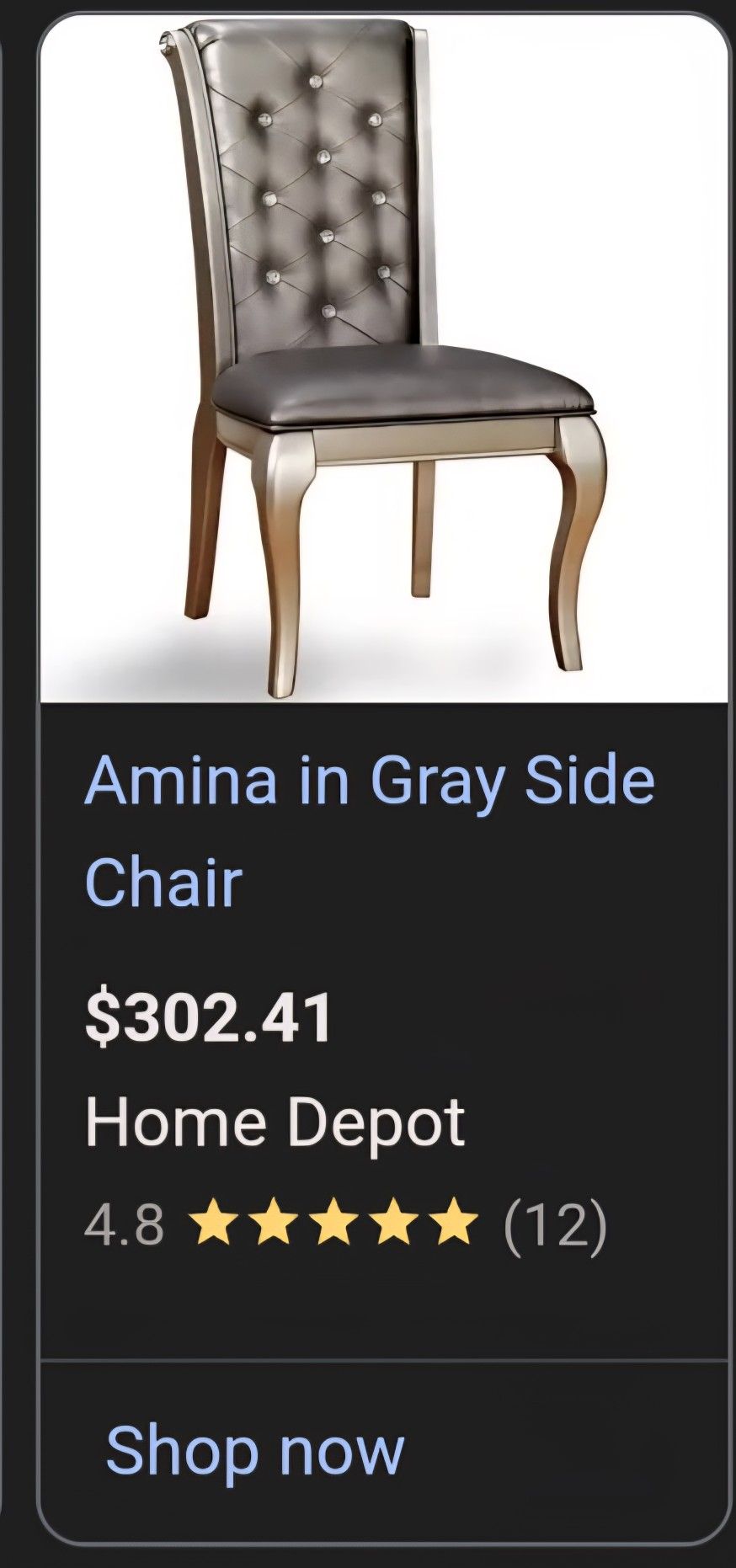 Leatherette Buttoned 6 Side Chairs with Cabriole Legs Gray - Saltoro Sherpi