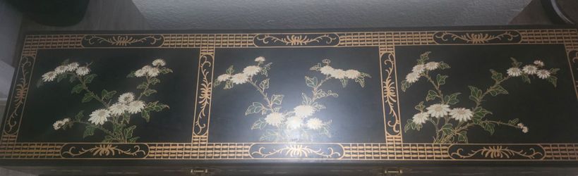 Black Lacquered Floral Decorative Box