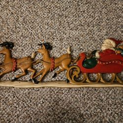 Sexton Metal Christmas Santa Sleigh Wall Hanging
