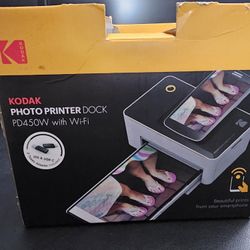 Kodak Black Portable Photo Printer Dock PD450W Wi-Fi Tested No Power Cord