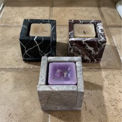 Vintage Stone Candle Holders/3 Included