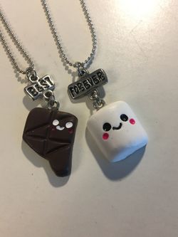 Marshmallow and Chocolate BFF Necklaces