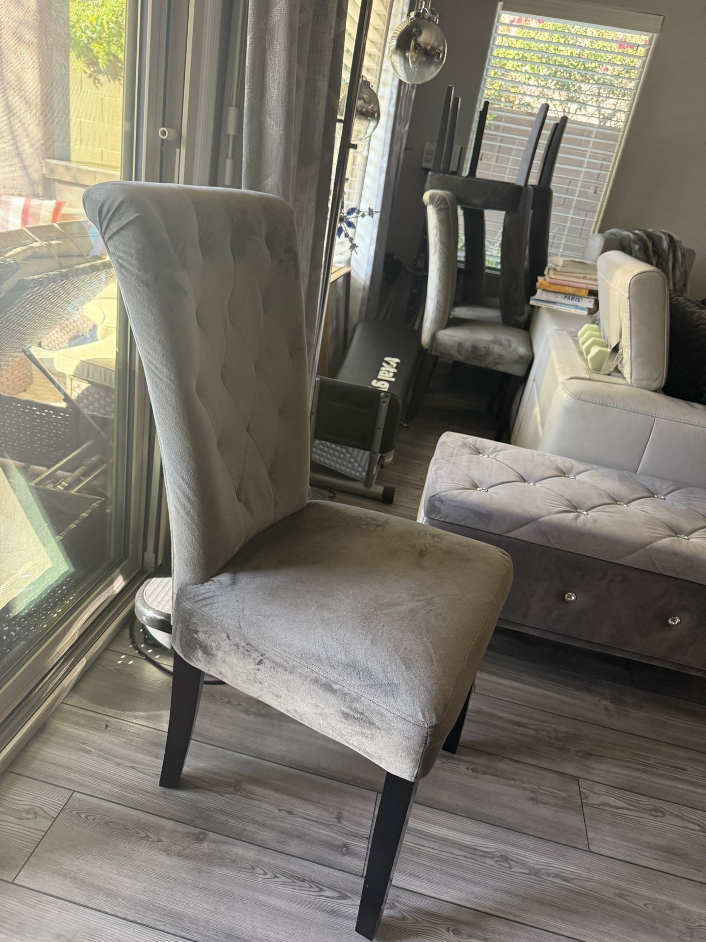 Grey Plush Dining Chair (6 Chairs)