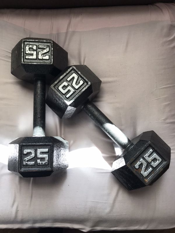 25 lb Dumbbells / hand weights . Weight set for Sale in Chicago, IL