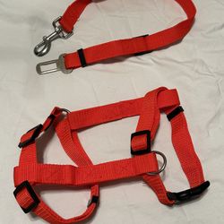 Small Medium Dog Harness - Red - With Car Seat Belt