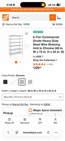 6-Tier Commercial Grade Heavy Duty Steel Wire Shelving Unit in Chrome (48 in. W x 72 in. H x 24 in.)