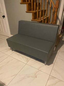 Grey Faux Leather Armless Loveseat