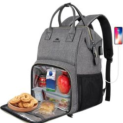 MATEIN Lunch Backpack, Insulated Cooler Backpack Lunch Box Laptop Backpack with USB Port for Women Men, Water Resistant Leak Proof Lunch Bag Nurses Gi