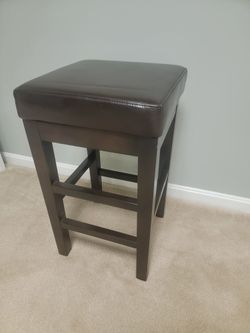 Wood and Leather Stool 