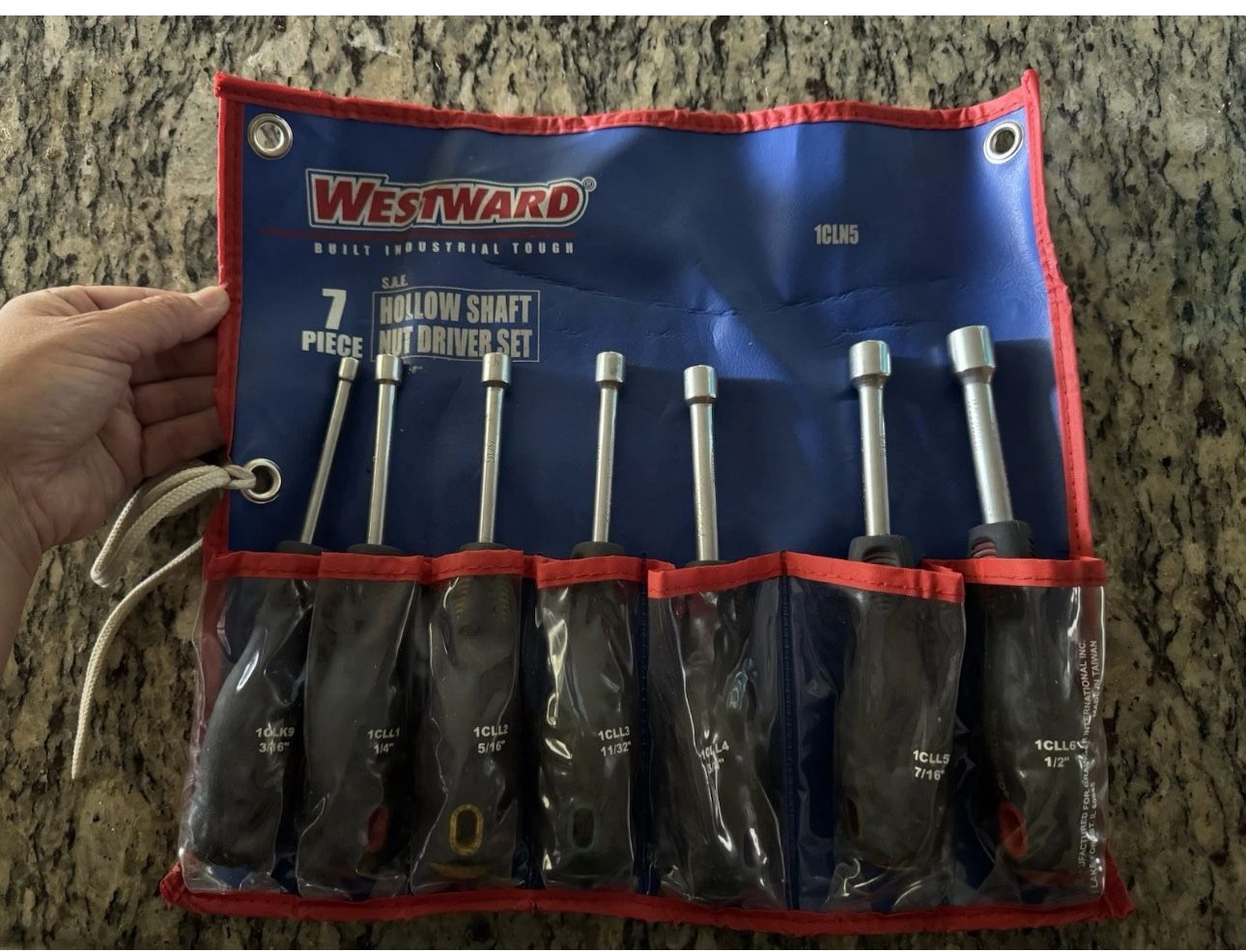 WESTWARD 7 PC SAE HOLLOW SHAFT NUT DRIVER SET 1CLN5