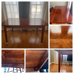 Dark Cherry Wood Rectangular Dining Table