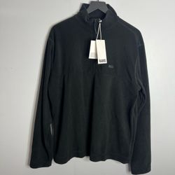 Rains Addis Fleece Half Zip Sweater Mens Large Black NWT