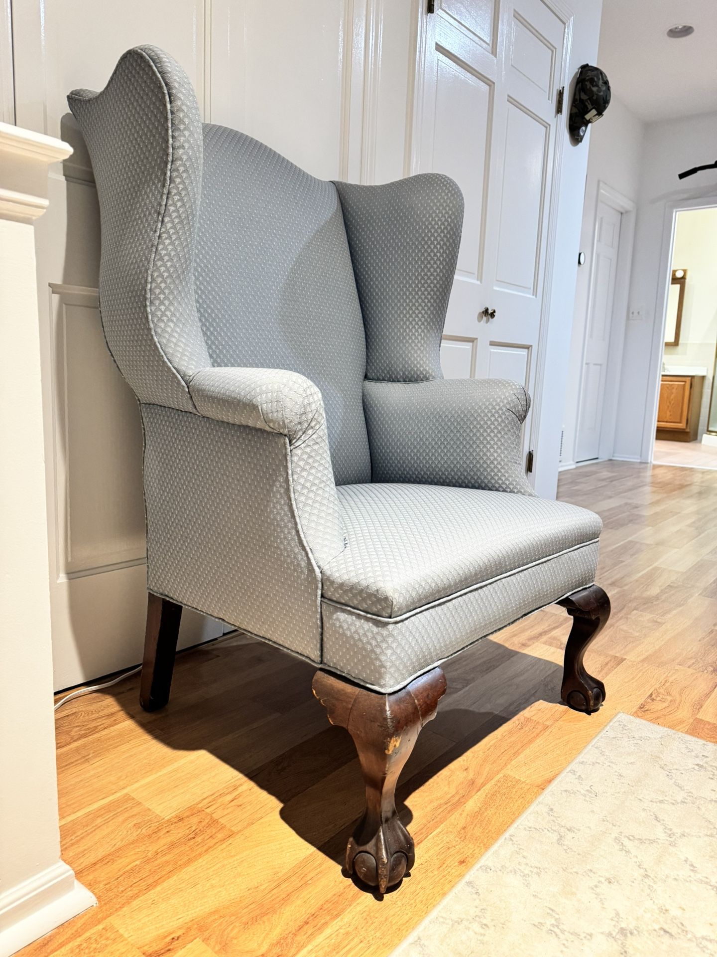Elegant Light Blue Wingback Chair