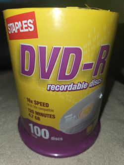 100 pack sealed DVD-R blank discs (16x speed, 120 Minutes, 4.7gb)