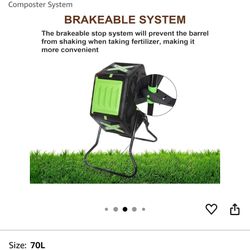 Composter Tumbler Outdoor, Garden Tumbling Composter, 70L/18.5 Gal All-Season Compost Bin Barrel Outdoor, Heavy Duty Composter System