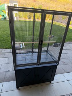 65" Bird Cage with Storage Cabinet & Clear View Front Doors