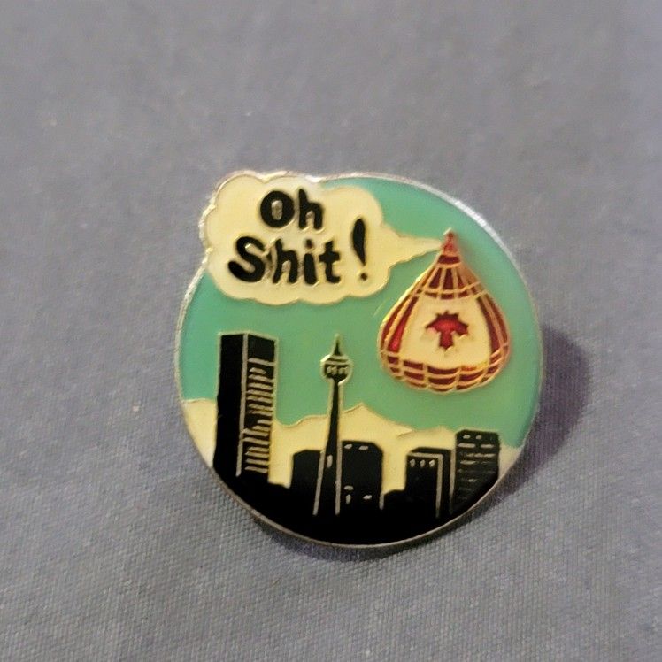 Vtg Canada Upside Down Hot Air Balloon Humorous Lapel Pin