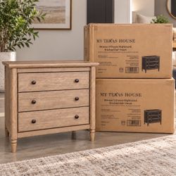 My Texas House Monroe 3-Drawer Nightstand Brushed Oak